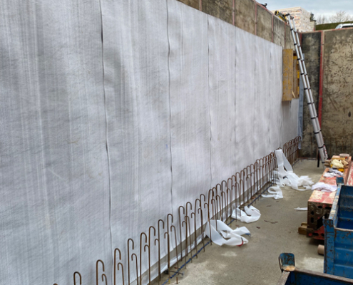 Mise place de la membrane pour les murs
